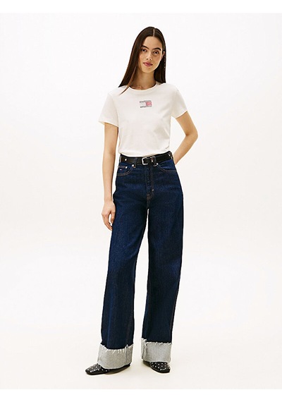 Tommy Hilfiger Dw0dw21965 Tjw Reg Party Flag Kadın Tişört Beyaz