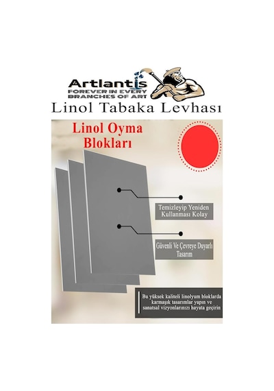 Linol Tabaka Levhası A3 30x42 Cm 2mm Gri 3 Adet Linolyum Tabaka Gri Linol Muşamba Baslı Levha