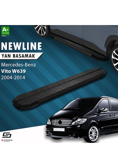 S-dizayn Mercedes Vito W639 Uzun Şase Newline Siyah Yan Basamak 253 Cm 2004-2014 A+ Kalite