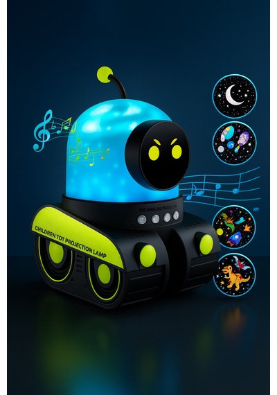 Tank Robot 12 Film Projeksiyon Lamba Bluetooth Hoparlör