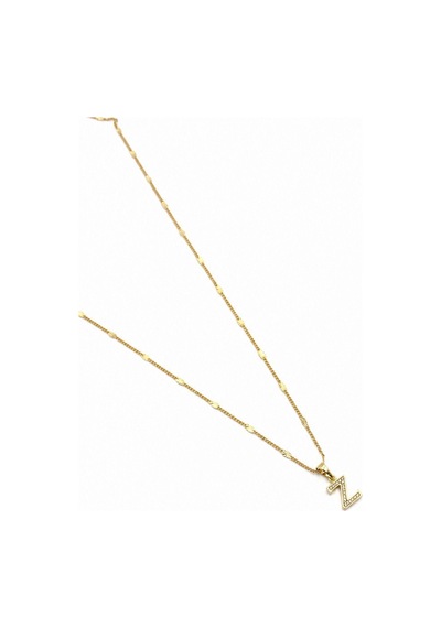 Xuping Gold Renkli, Zirkon Taşlı Z Harfi Kolyesi - 45 Cm Anti-alerjik