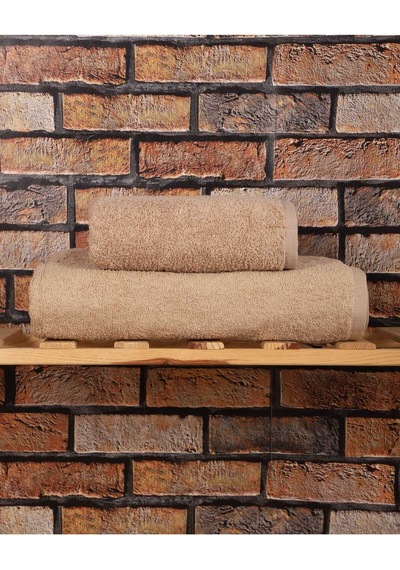 2 Parça %100 Pamuklu Soft Lüx Banyo Havlu Seti Kahve 11