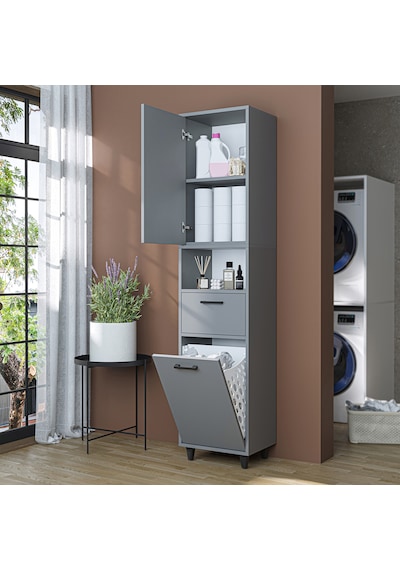 Çamaşır Sepetli Banyo Dolabı, Çok Amaçlı Dolap 45 X 200, Roomart Külgri
