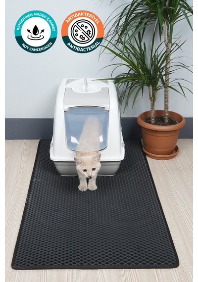 60x110 Cm Hücreli Kedi Kumu Paspası Kedi Matı Kedi Tuvalet Önü Paspası Siyah