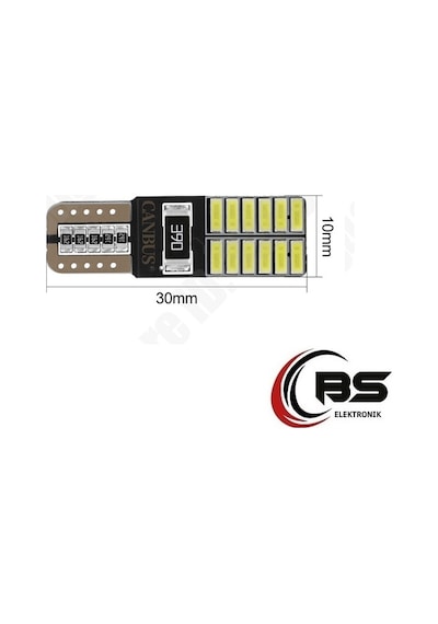 T10 Dipsiz Beyaz Led Ampul 24 Led Smd Canbus