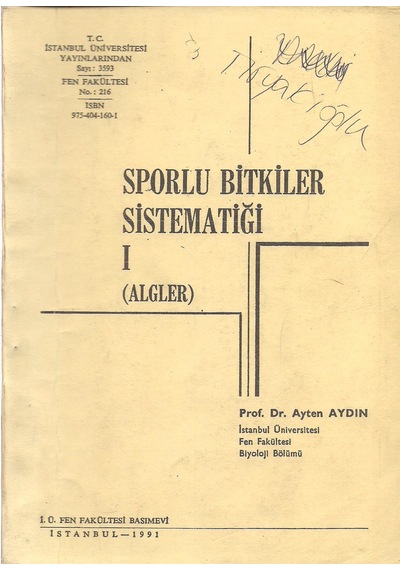 Sporlu Bitkiler Sistematiği 1 (Algler)