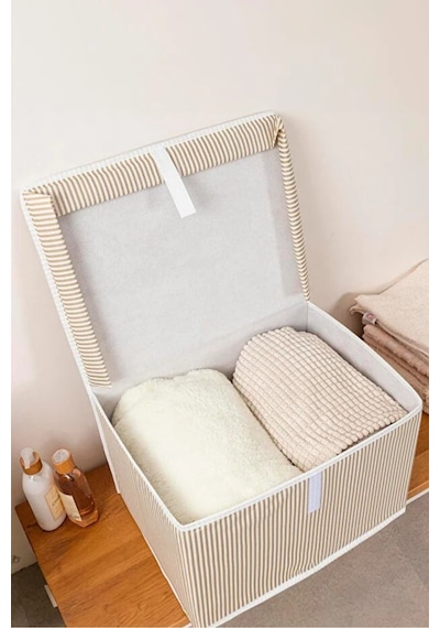 Alas Kahverengi Çok Amaçlı Kapaklı Kutu Saklama Kutusu Mini Boy Tela 40x30x26 Cm