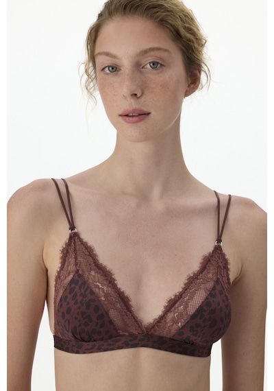 Penti Kahverengi Printed Micro Lace Triangle Sütyen Bn83