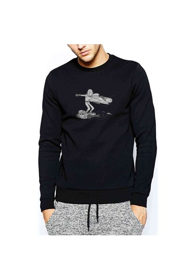 Anime One Punch Man Baskılı Siyah Erkek Örme Sweatshirt (534734426)