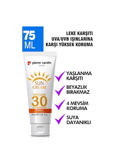 Pierre Cardin Leke Karşıtı Yüksek Koruyucu Yüz Güneş Kremi SPF30 75 ML