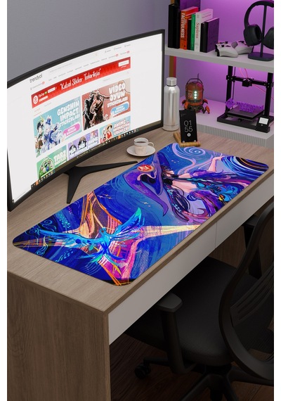 Mona Genshin Impact Anime Gacha V3 - 90x40 Xxl Gaming Mouse Pad Fare Altlığı
