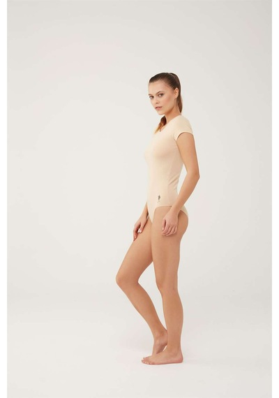 U.S. Polo Assn. Kadın Ten Kısa Kollu Çıtçıtlı Body 66286