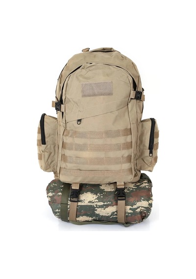 Bej Outdoor Taktik Sırt Çantası 75 L - Cepli Büyük Çanta Bej