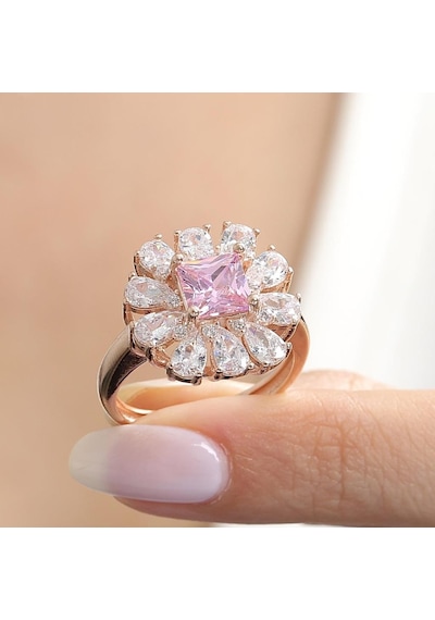 Mia Vento Effective Diamond Milano Rüyası Rose Renk Pink Taşlı Gümüş Yüzük