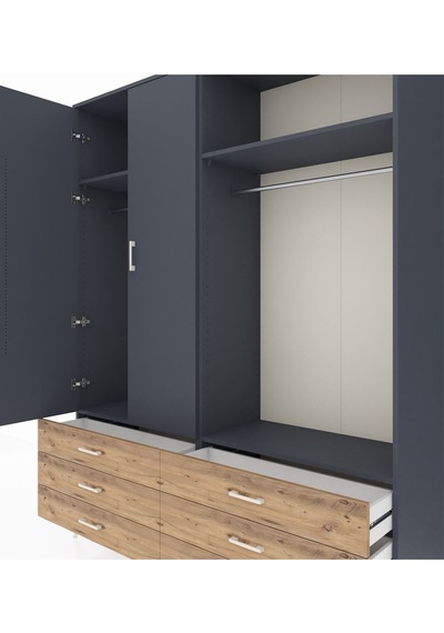 Hyperion Gardrop 4 Raflı 6 Çekmeceli 2 Askılı 176x44x221 Antrasit-antrasit/çam Antrasit/çam Hyperion Gardrop 4 Raflı 6 Çekmeceli 2 Askılı 176x44x221 Antrasit-antrasit/çam Antrasit/çam