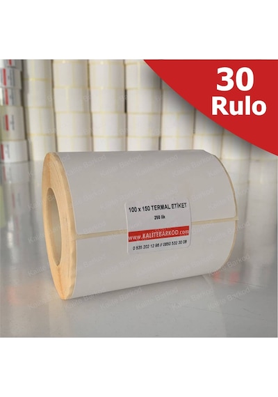 Termal Etiket 100X150 - Barkod Etiket 30 Rulo 7.500 Adet