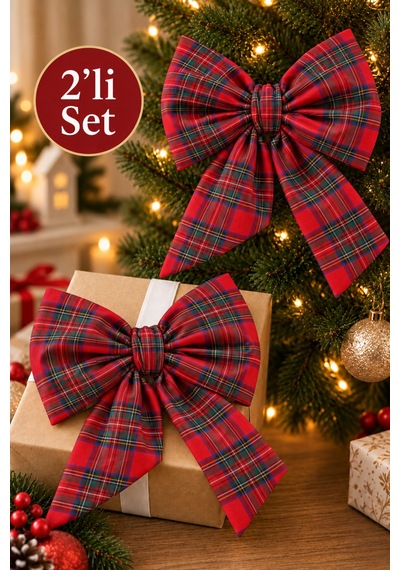 Mini Boy Beyaz Kumaş Fiyonk Yılbaşı Çam Ağacı Süsü Dekoratif Kurdele Noel Ve Yeni Yıl Süsü 16 Cm Kırmızı - 943765791
