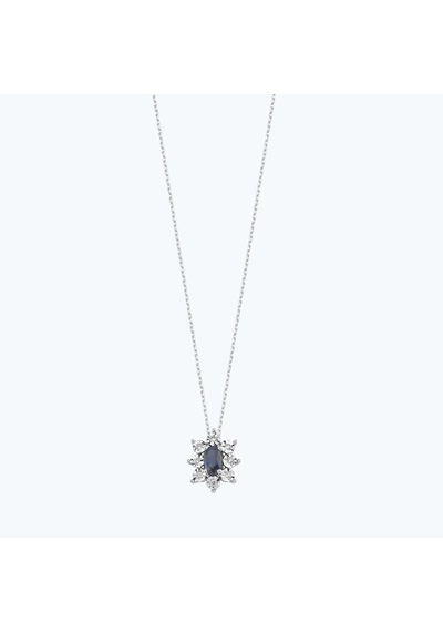Altınbaş Pırlanta Safir Oval Çiçek Kolye Esd795xxs-14k