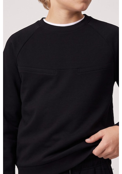 TOMMYLIFE Siyah Standart Fit Basic Dikiş Detaylı Erkek Çocuk Eşofman Takım - 11325