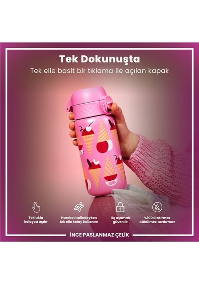 Ion8 - Paslanmaz Çelik Çocuk Suluk - Dondurma - 400 Ml - Sızdırmaz Çok Renkli