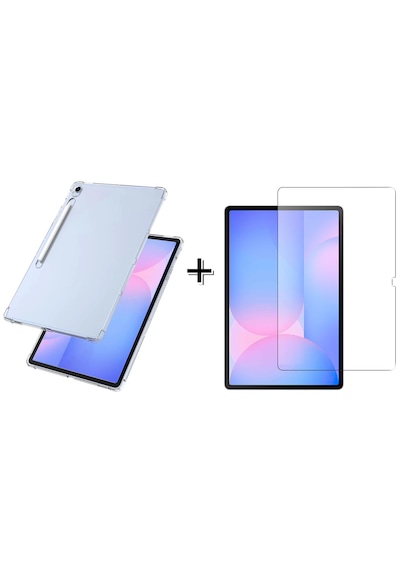 Forzacase Samsung Uyumlu Galaxy Tab S10 Fe Plus 13.1 Anti Shock Silikon Kılıf + Temperli Kırılmaz Cam - Fc014 Arka Kapak