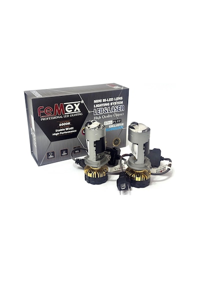 Femex H4 Pro Plus Exclusive Mini Bi-led + Laser Kendinden Mercekli Selektör Aparatlı Performans Led