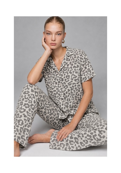 Fit Women Kadın Kısa Kollu Rahat Gri Pijama Takımı 4731