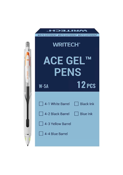 Wrıtech W-5a Age 0,5mm Beyaz Gövde Siyah Jel Kalem - 12'li Kutu Ahşap