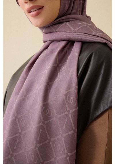 Imannoor İman I Kafes Gri-lila Tencel Pamuk İpek Şal 70x200 Gri-lila