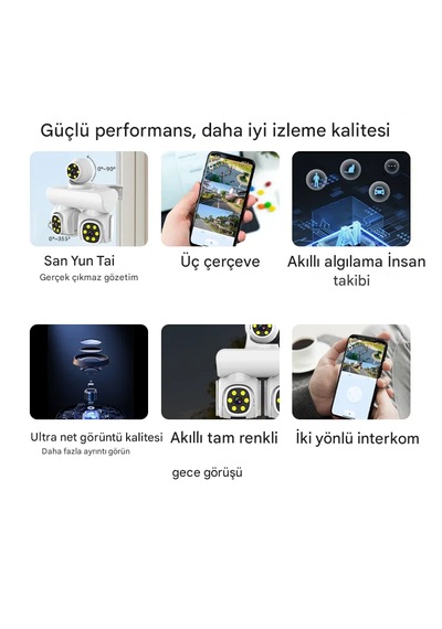 Full Hd 12mp 6k Speed Dome 3 Lens Renkli Gece Görüş İki Yönlü Ses