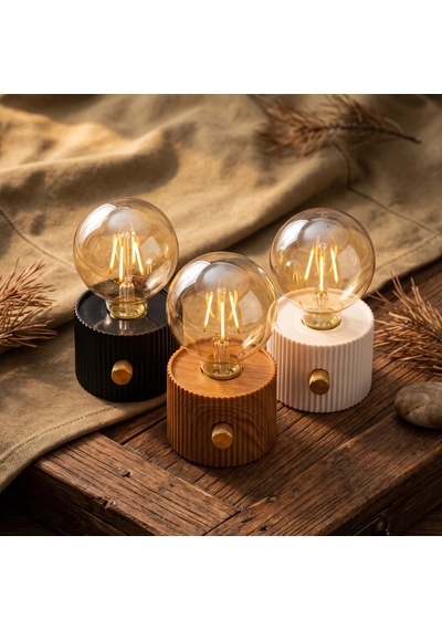 Şarjlı Dekoratif Masa Lambası - Kademesiz Dimmer - Type-c Bağlantılı Siyah