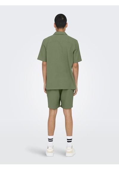 Only & Sons Erkek Waffle Kumaş Yazlık Resort Gömlek - Onsbertil Model-yeşil Yeşil