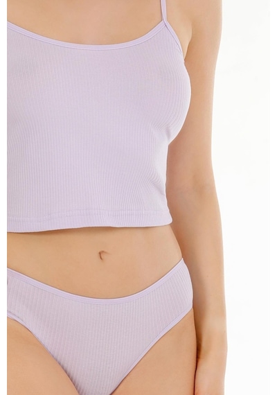 Sensu Kadın Fitilli Kumaş İp Askılı Büstiyer Bikini Külot Set - Bbt300 Lila Lila