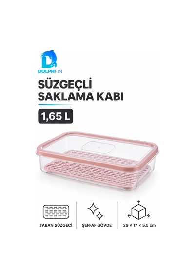 Fresh Süzgeçli Saklama Kabı 1,65 L Kapaklı Plastik Gıda Düzenleyici Çok Renkli
