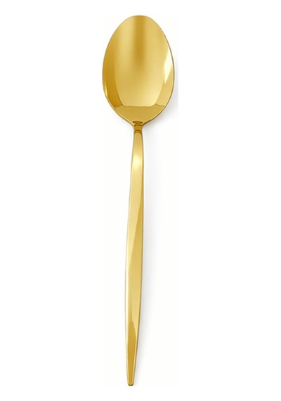 6'lı Gold Paslanmaz Çelik Tatlı Kaşığı Parlak Altın Renk Modern Küçük Kaşık Altın