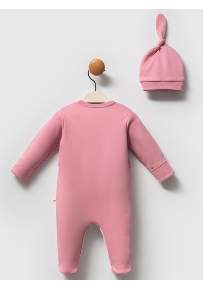 Moi Noi Baby Moi Noi 2li Şapkalı Baskılı Tulum - Pembe Gül Kurusu