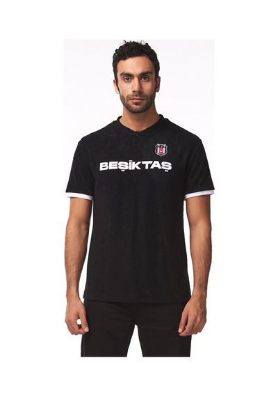 Beşiktaş Lisanslı Yazılı Logolu Siyah T-shirt Kartal Ahşap Kutulu Siyah - Beyaz