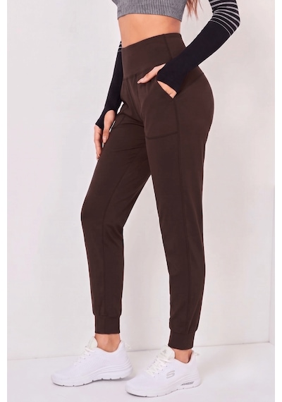 Genius Store Kadın Jogger Eşofman Esnek Yüksek Bel Jogger Eşofman Altı Kadın-jgrtyt Kahverengi