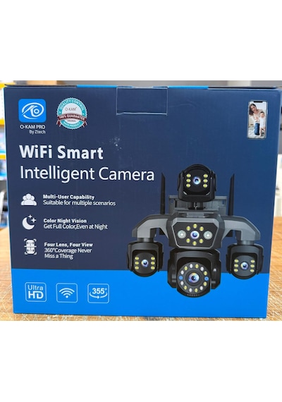 O-kam Ok-251 12mp 4 Kameralı Wifi Gece Görüş Çift Yönlü Ses Uzaktan İzleme Kişi Takibi Türkçe Akıllı Güvenlik Kamerası