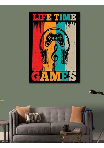Kanvas Tablo Life Time Games Yazısı 50cmx70cm