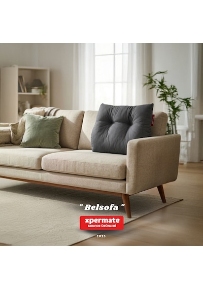 Belsofa Bel Ve Sırt Destek Yastığı Kanepe, Berjer, Tv Ve Oyuncu Koltuğu İçin Sırt Yastığı Gri