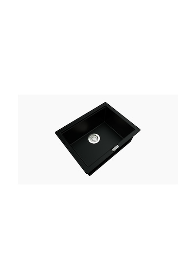 Polex Cristalüx Granit Evye P-09 Siyah Tezgah Altı Ve Tezgah Üstü Kare Mutfak Evyesi 55.5x43.5 CM