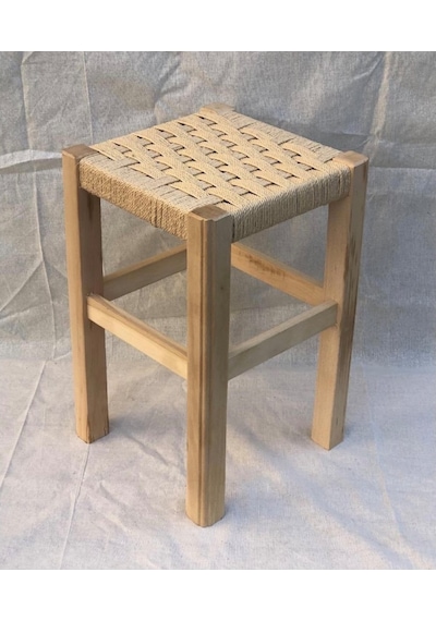 Ahşap Hasır Örgü Tabure 40 Cm. (404778114)