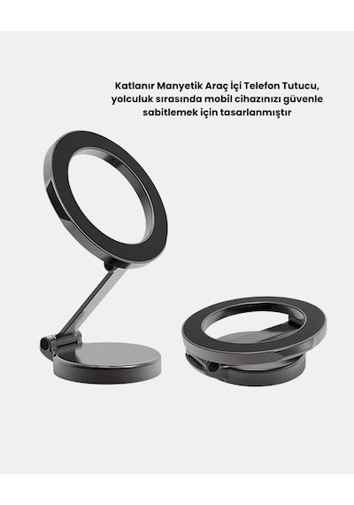 Buğz 360 Dönebilen Katlanır Manyetik Araç Telefon Tutucu Magsafe Uyumlu, Kompakt Ve Şık Tasarım