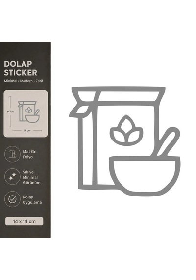 Tahıllılar Mat Gri Dekoratif Folyo Sticker 14x14 Cm