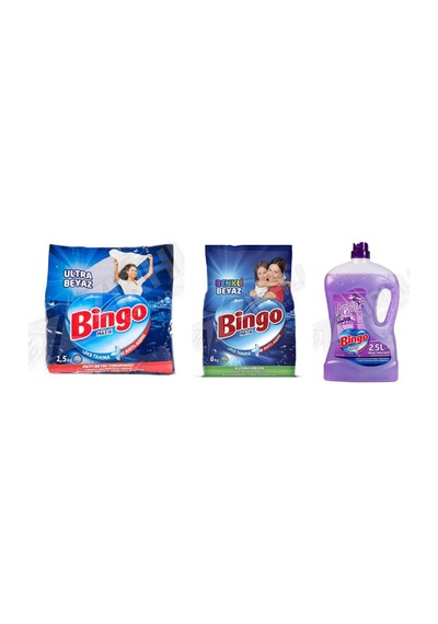 Bingo Beyazlar İçin Ultra 1.5 Kg + Tüm Renkler Deterjan 6 Kg+ Yüzey Tem. Fresh 2.5 Lt 3'lü Set Diğer