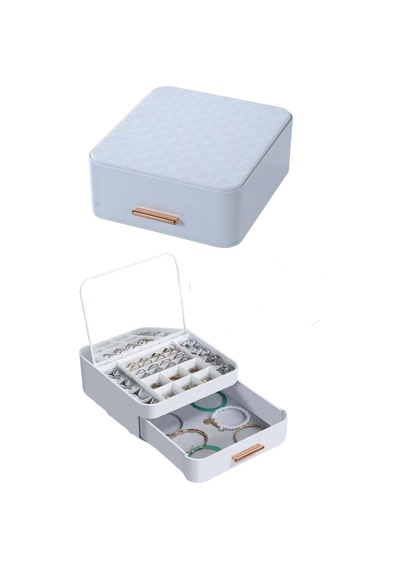 House By House Çekmeceli Aynalı Çok Bölmeli Makyaj Takı Organizer Krem Diğer