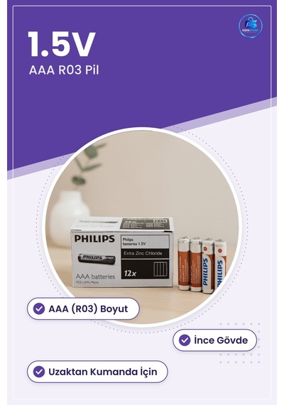 Aaa Pil 1.5v R03 İnce Uzaktan Kumanda Kablosuz Fare Klavye Oyunca