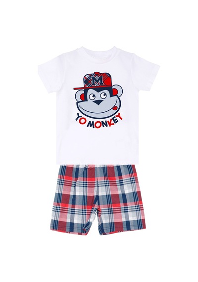 Monkey Ekose Erkek Çocuk T-shirt Şort Takım