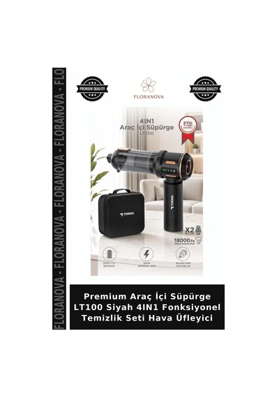Premium Araç İçi Süpürge Lt100 Siyah 4ın1 Fonksiyonel Temizlik Seti Hava Üfleyici